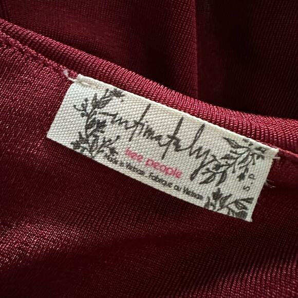 Intimately Free People Burgundy Red Fall Vampire Bodysuit Dark Goth Boho Indie - Picture 2 of 6